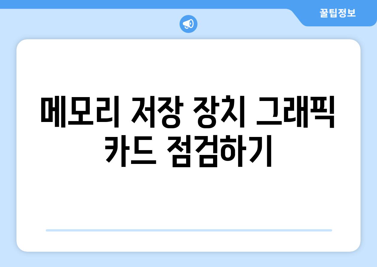 메모리 저장 장치 그래픽 카드 점검하기