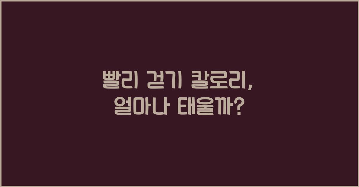 빨리 걷기 칼로리