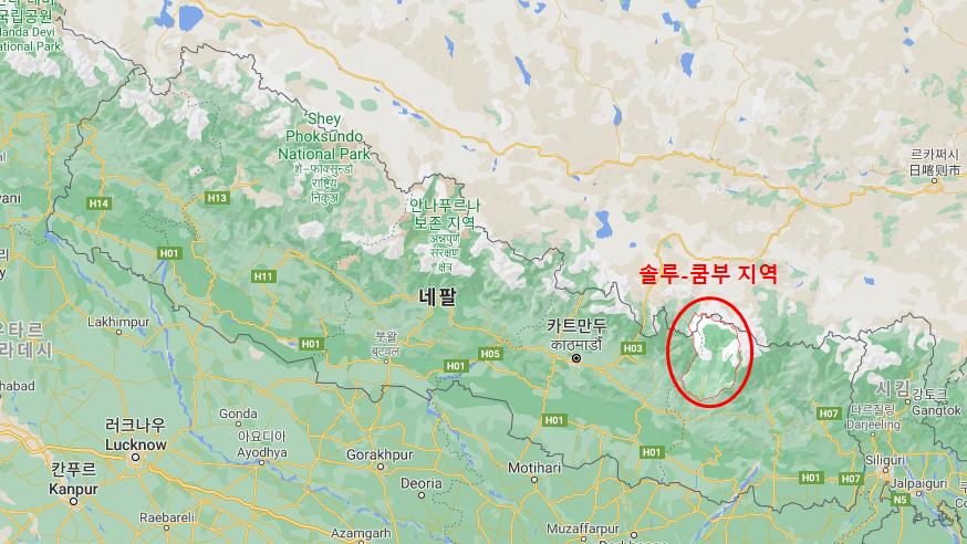 네팔 솔루쿰부 지방 위치