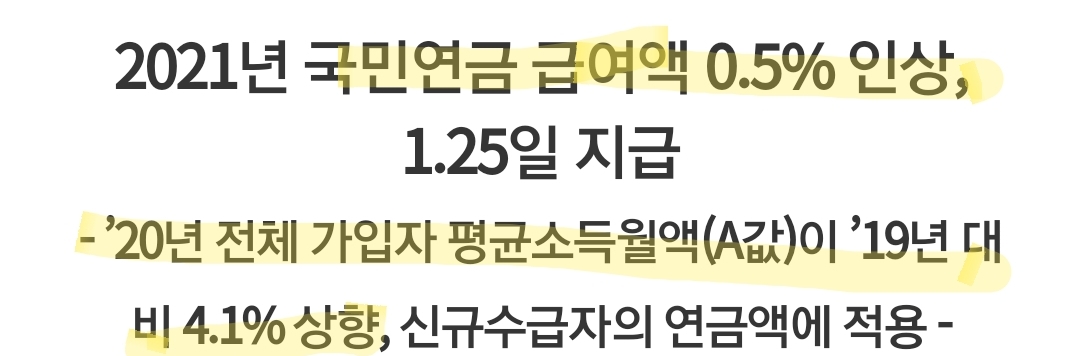  2021년 국민연금수급자 급여액 0.5% 인상️, 1.25일 지급/보건복지부