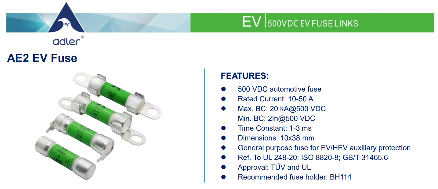  ADLER EV Fuse, AE2 10x38 mm 500Vdc EV Fuse