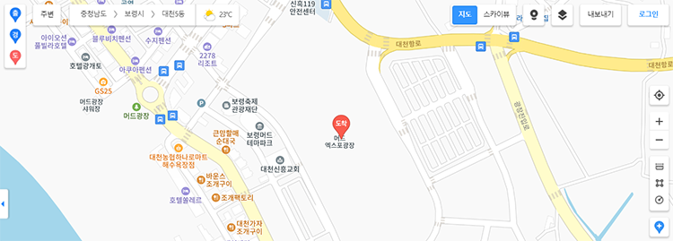 보령 머드축제 위치 확인하기