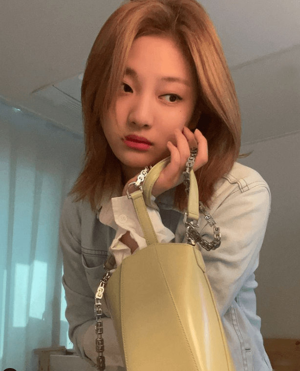 닝닝이 핸드백을 들고 있는 사진