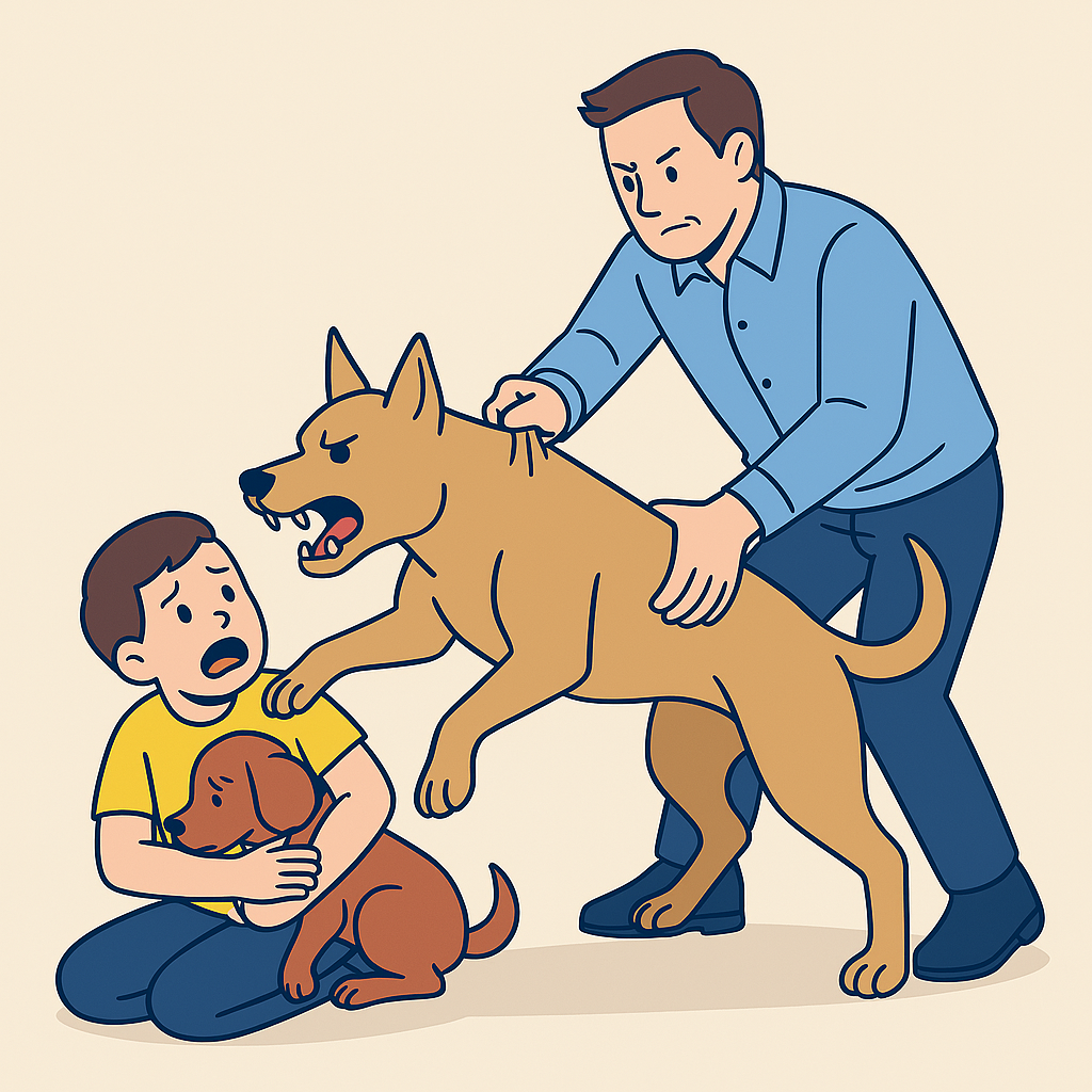 하복부를 들어올려 개를 떼어놓는 사진