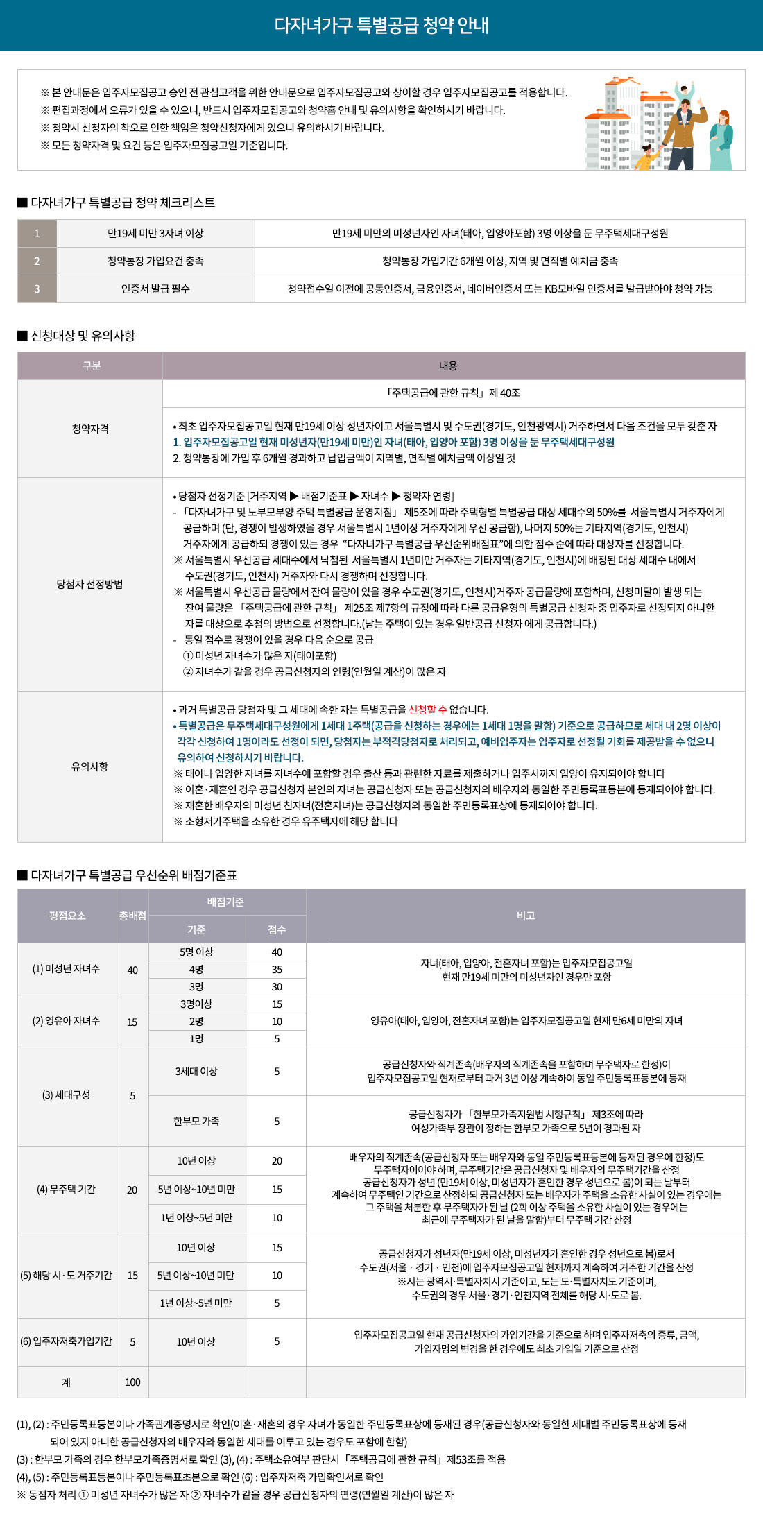 다자녀가구 특별공급 청약 안내