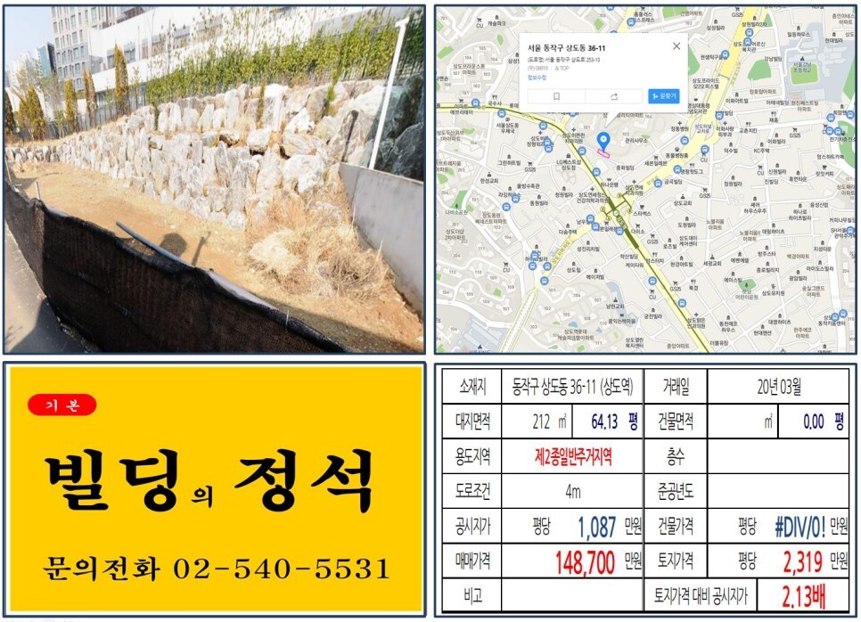  [동작구 상도동 재개발 10억 꼬마빌딩 실거래가 조회] 상도동 36-11 (상도역) 14억 8,700만 원, 평당 2,319만 원 매매되었습니다. 상도노빌리티아파트, 롯데캐슬파크엘