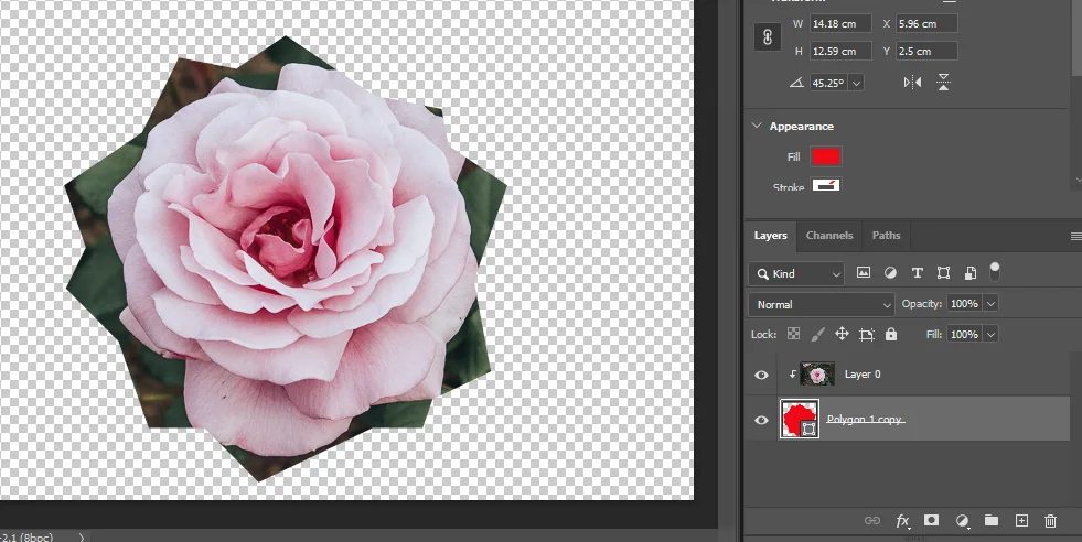 어도비 포토샵의 클리핑 마스크로 이미지 자른 모습