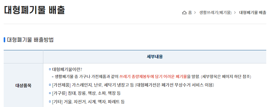 파주시 대형폐기물 수거 신청