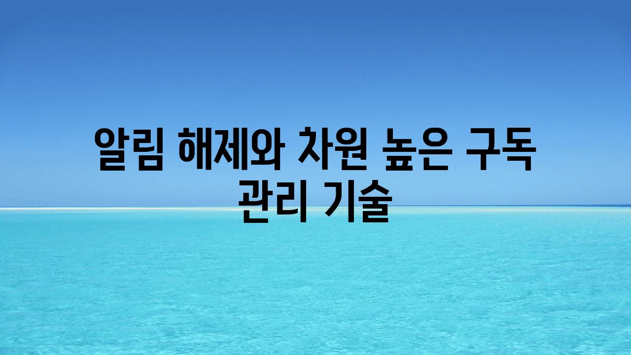 알림 해제와 차원 높은 구독 관리 기술