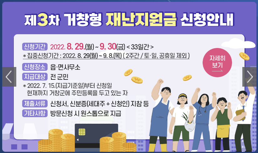 거창군 코로나 재난지원금 1인당 10만원 신청방법