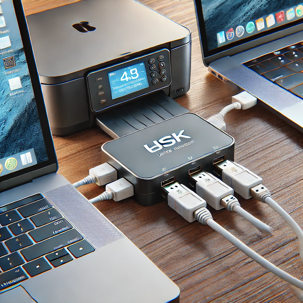 프린터를 두 대의 컴퓨터에서 공유하는 방법 (USB 공유기 활용)
