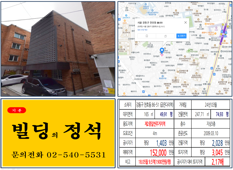 강동구 천호동 86-51번지 건물이 2024년 03월 매매 되었습니다.