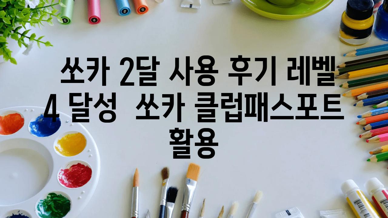  쏘카 2달 사용 후기 레벨 4 달성  쏘카 클럽패스포트 활용