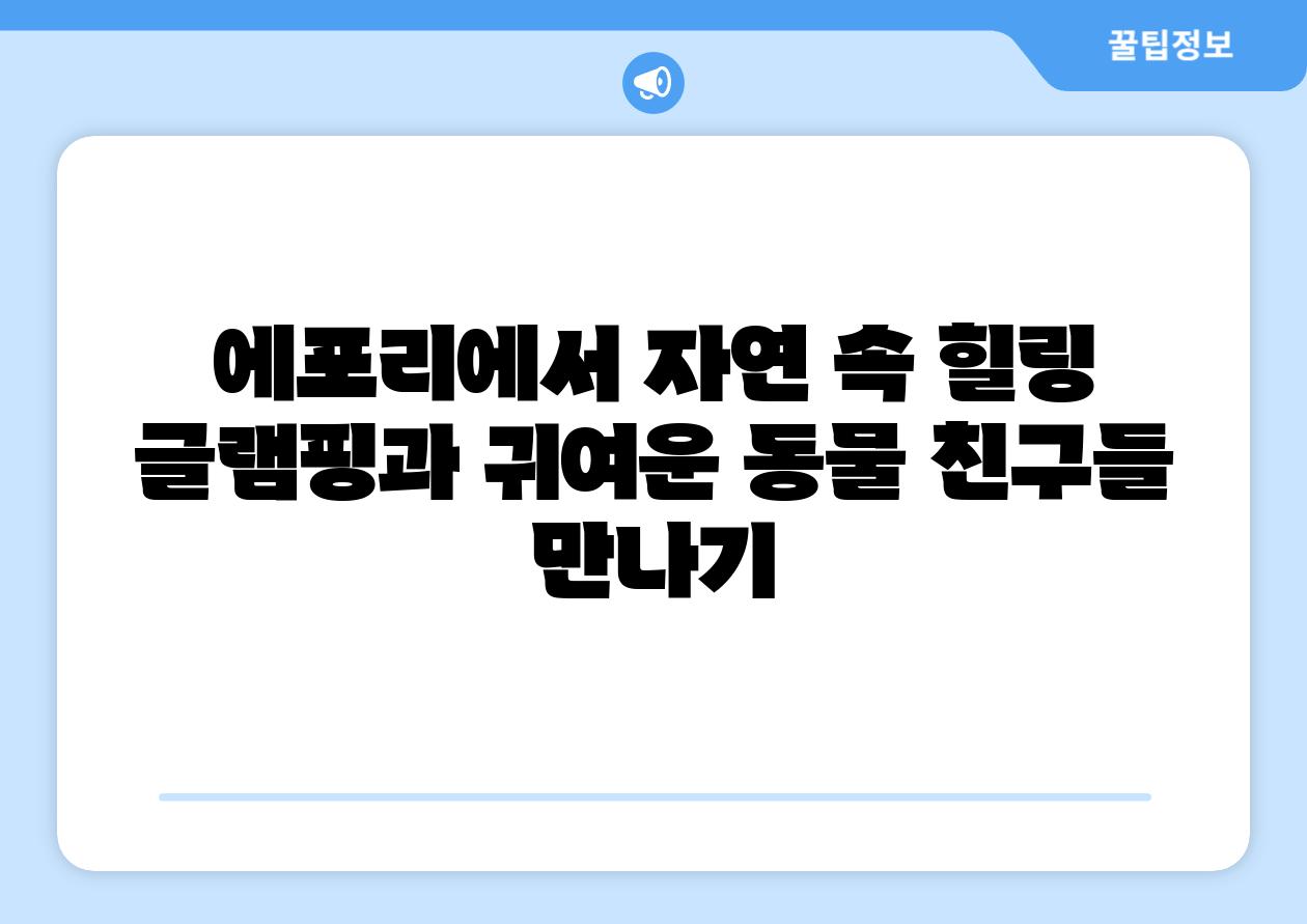 에포리에서 자연 속 힐링 글램핑과 귀여운 동물 친구들 만나기