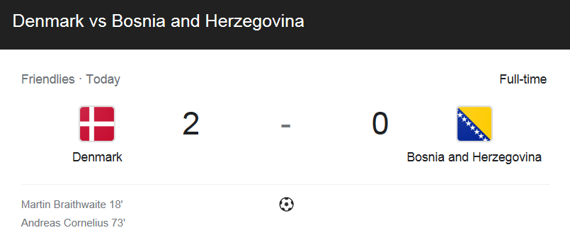  (2021 / 친선 경기) 덴마크 (2) 대 보스니아 (0) 축구 경기 하이라이트