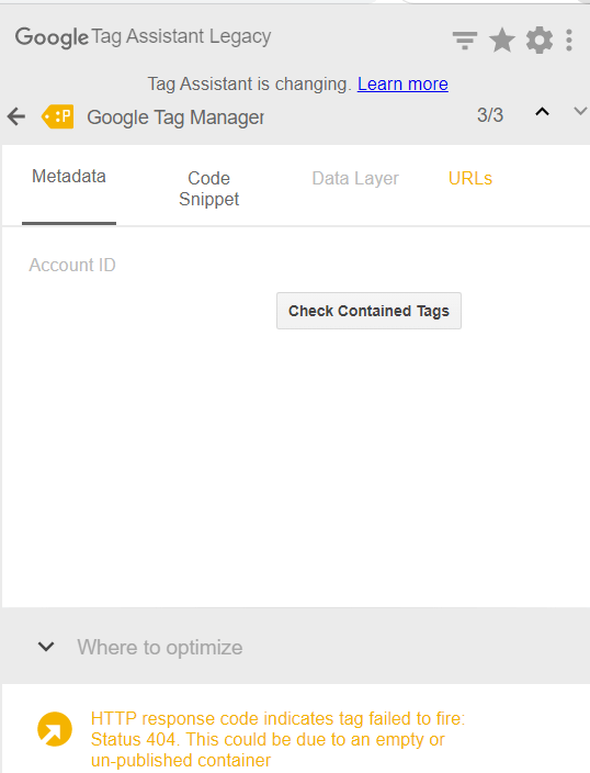  [오류해결] HTTP response code indicates tag failed to fire: Status 404