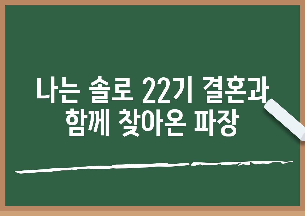 나는 솔로 22기 결혼과 함께 찾아온 파장