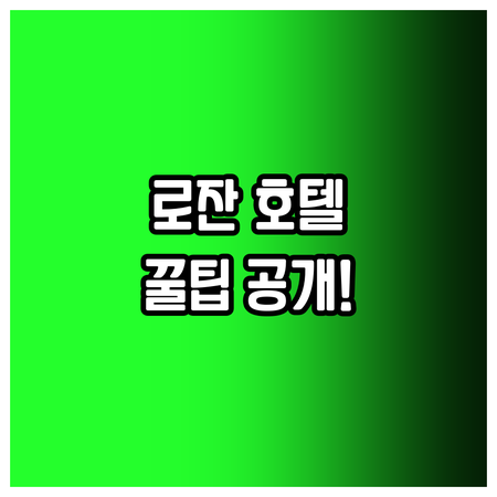 스위스 로잔 여행 호텔 고르기 꿀팁 