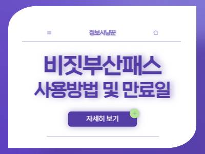 부산비지트패스 이용방법 및 유효기간