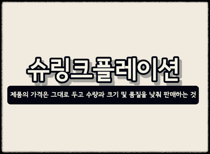  슈링크플레이션 : 제품의 가격은 그대로 두고 수량과 크기 및 품질을 낮춰 판매하는 것
