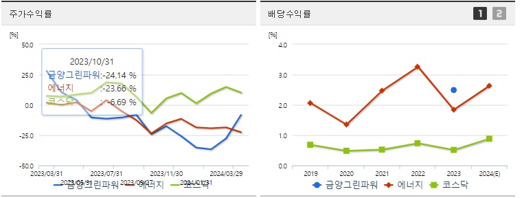 금양그린파워 주가 수익율