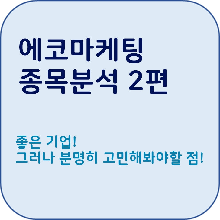  [에코마케팅 종목분석 2편] : 좋은 기업! 그러나 분명히 고민해봐야 할 점! [최실행의 종목분석]