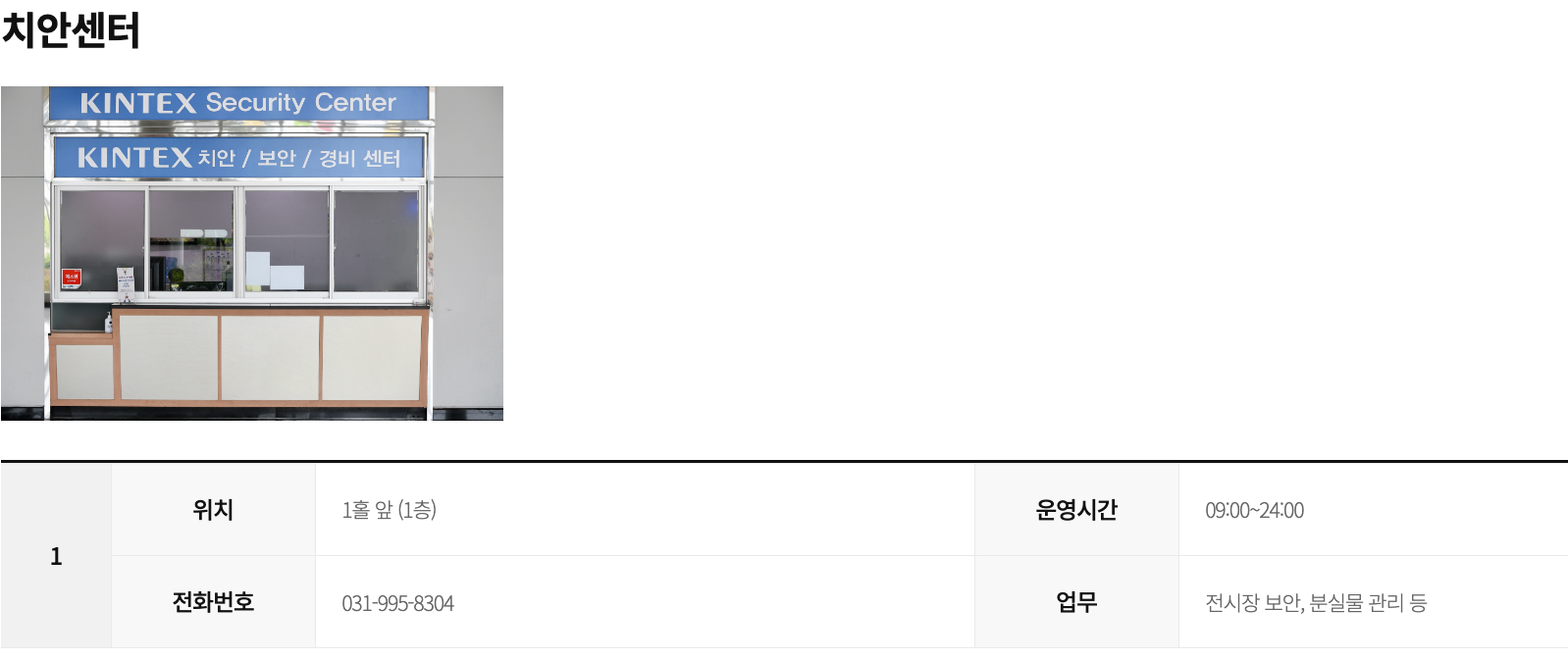 킨텍스 제1전시장 지원시설 치안센터