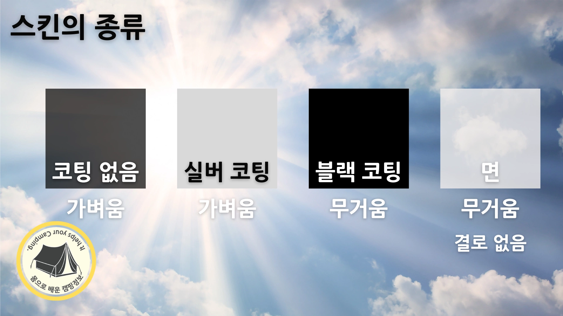 타프 원단 스킨의 종류