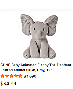 GUND Baby Animated Flappy The Elephant Stuffed Animal Plush&#44; Gray&#44; 12&quot;