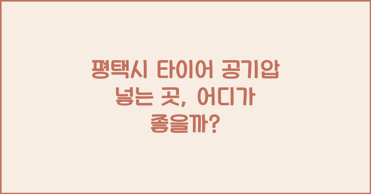 평택시 타이어 공기압 넣는 곳