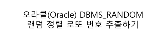 오라클(Oracle) DBMS_RANDOM