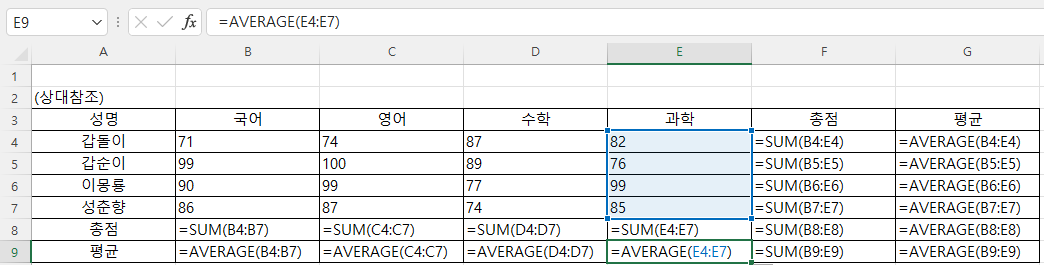 수식 보기 Ctrl + `