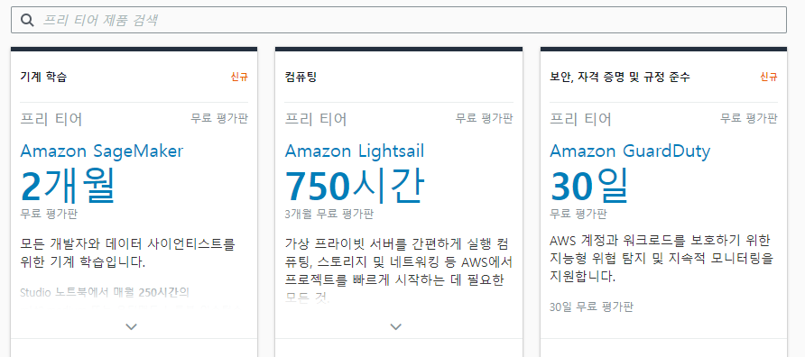 AWS 무료 서버 - AWS 프리 티어 - 1) 무료 평가판 AWS 무료 서버 - AWS 프리 티어 - 1) 무료 평가판