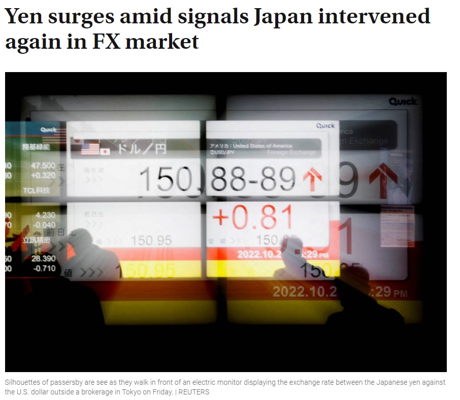 일본 정부의 개입으로 달러 인덱스는 조금 하락