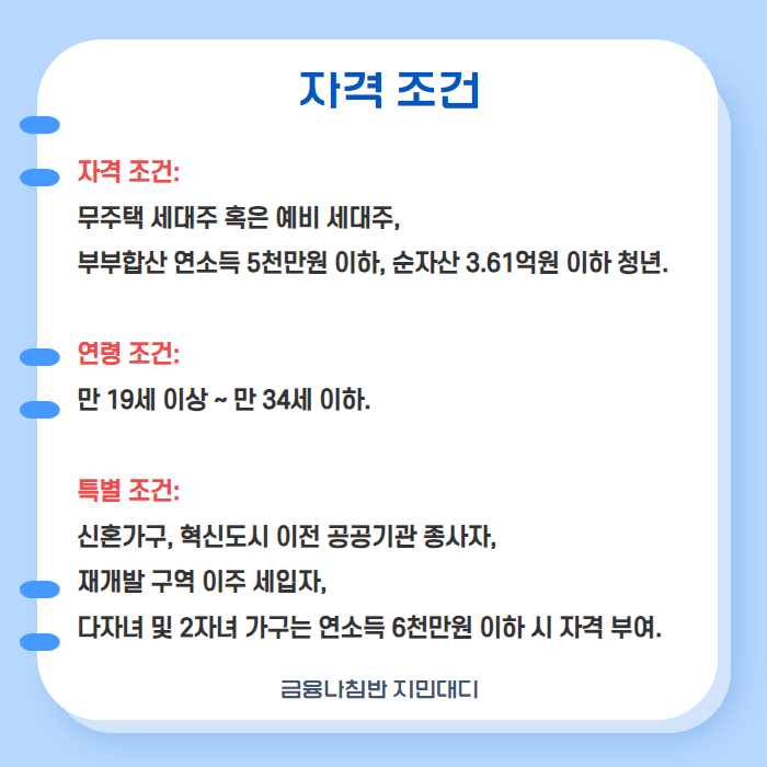 청년전용 버팀목전세자금 대출 자격 조건