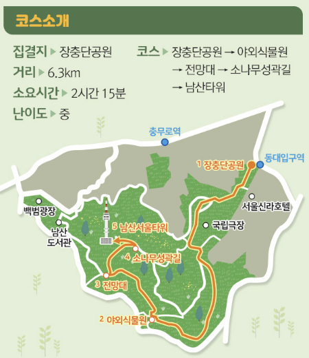 남산 서울트레킹 행사 코스안내입니다.