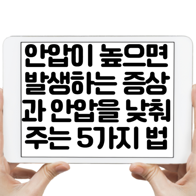 이 글에서는 안압이 높으면 발생하는 증상과 안압을 낮춰 주는 법에 대해 5가지 방법으로 구체적으로 정리해보겠습니다.