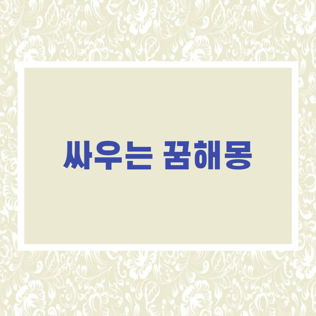  싸우는 꿈해몽 총정리