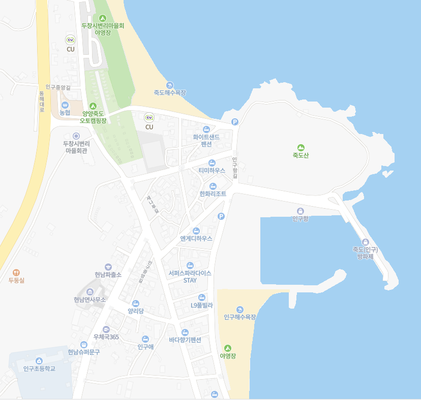 죽도해변-인구해변-지도