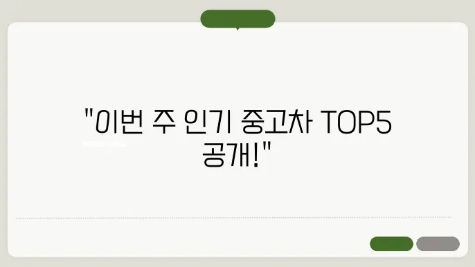 국산 중고차 인기순위