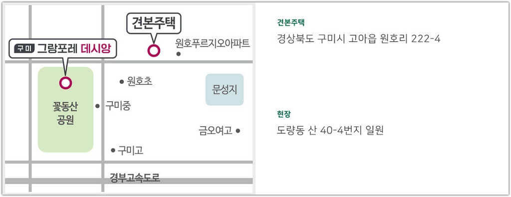 구미 그랑포레 데시앙 모델하우스 위치