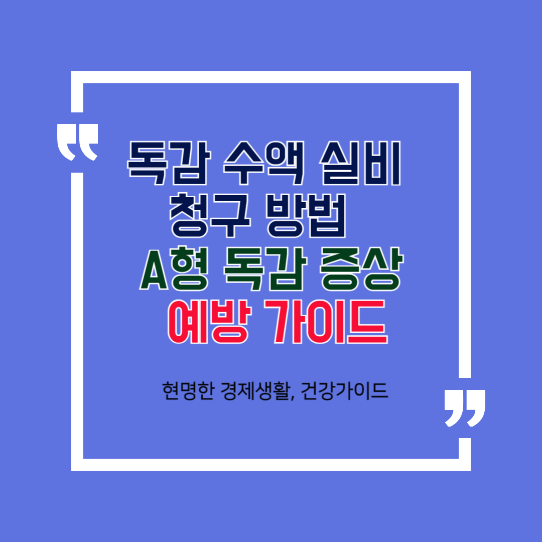 독감 수액 실비 청구 방법 및 A형 독감 증상부터 예방 가이드