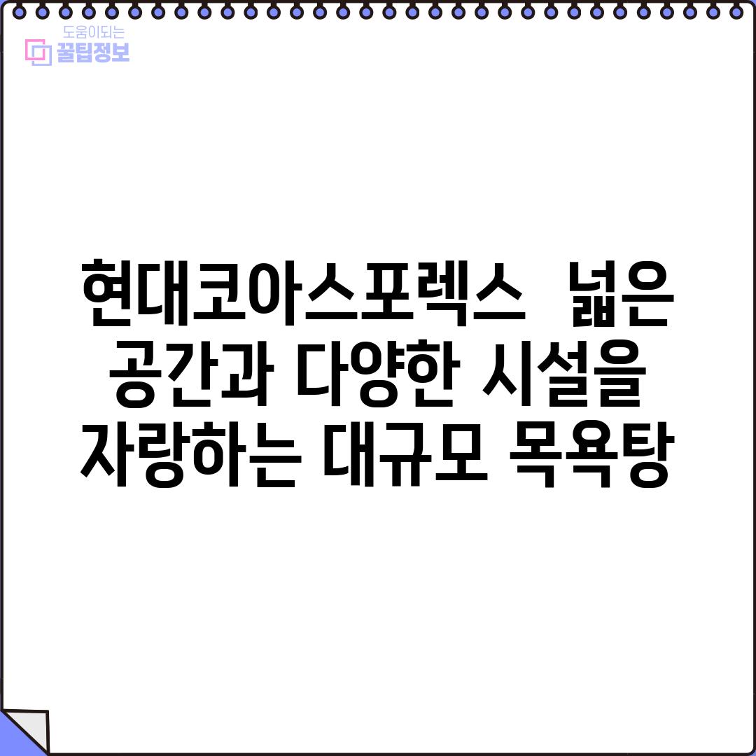 현대코아스포렉스 - 넓은 공간과 다양한 시설을 자랑하는 대규모 목욕탕