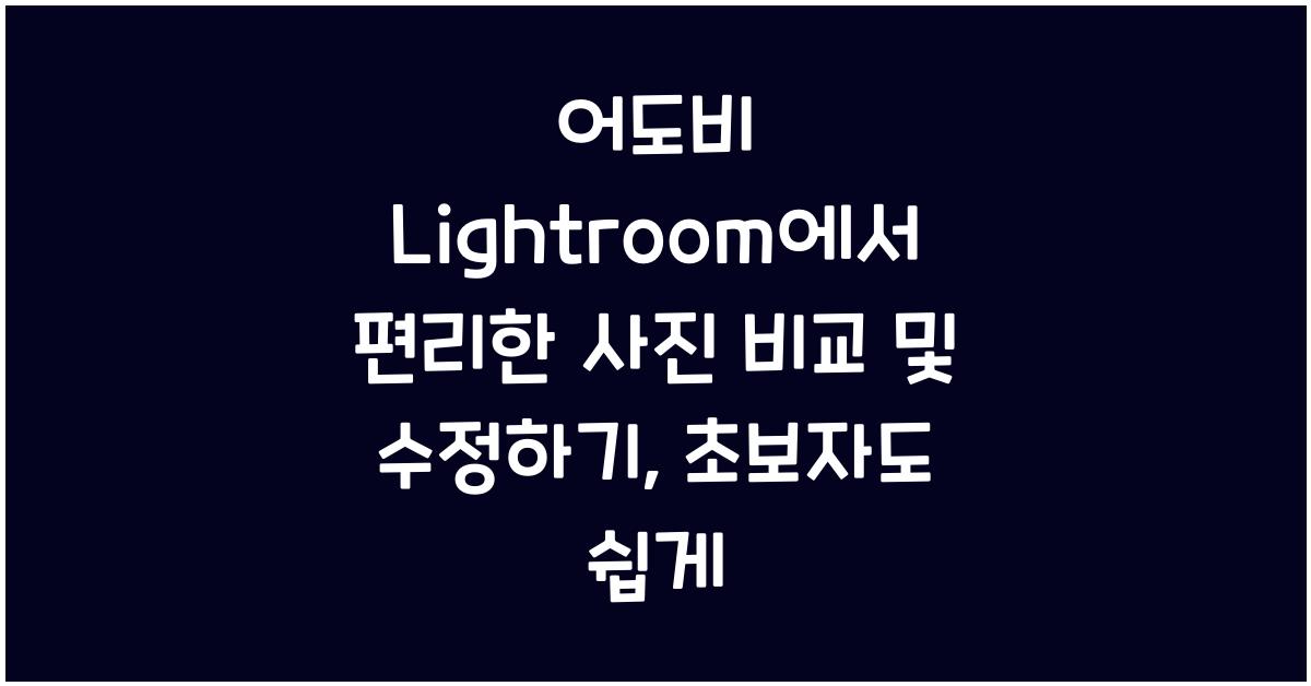어도비 Lightroom에서 편리한 사진 비교 및 수정하기