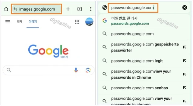 주소 표시줄에 비밀번호 관리자를 입력하거나 passwords.google.com 사이트로 이동합니다.