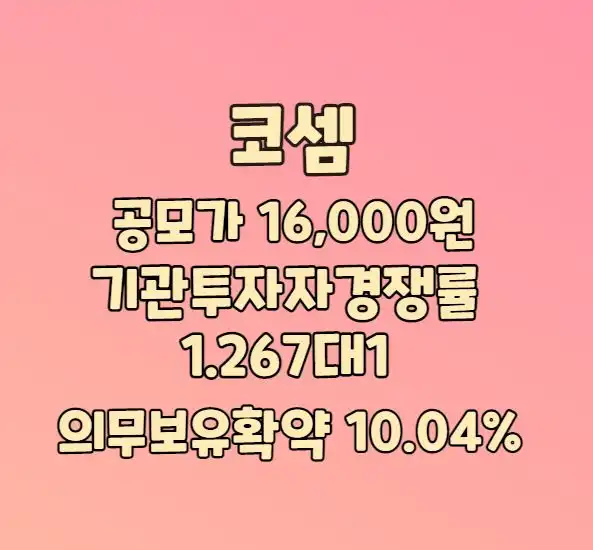 코셈 공모주 청약일정총정리