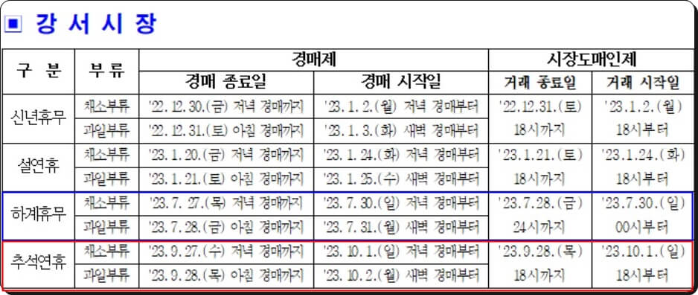 강서시장 여름휴가