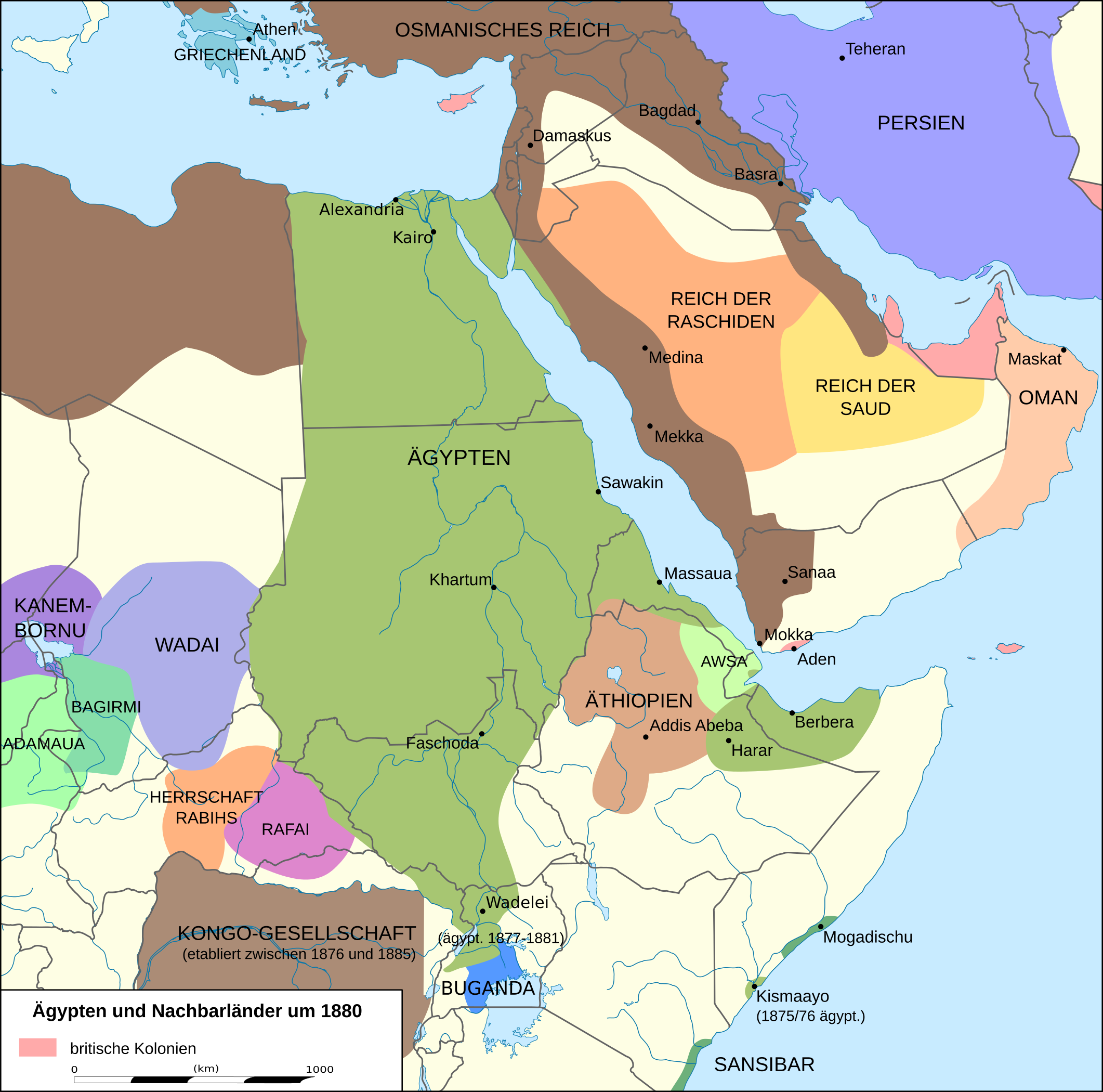 1880년 동아프리카의 뿔 지도