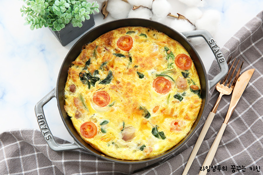 이탈리아식 오믈렛 만들기 시금치 프리타타 2