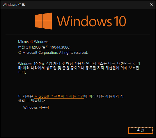 Windows 10 21h2 버전